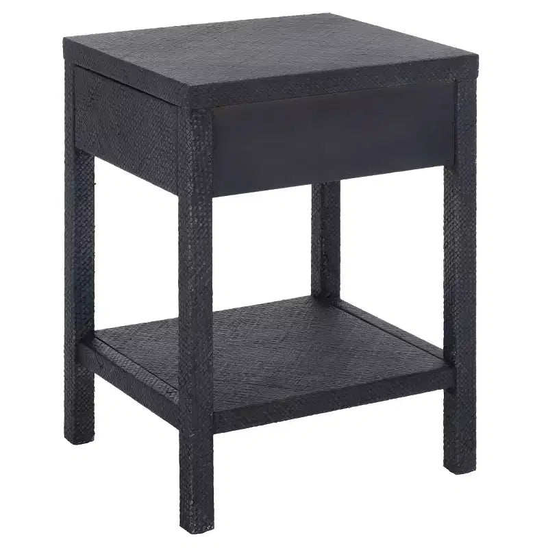 Table d'appoint en jacinthe d'eau à 1 tiroir et 1 étagère, finition naturelle, capacité de 7,68 kg