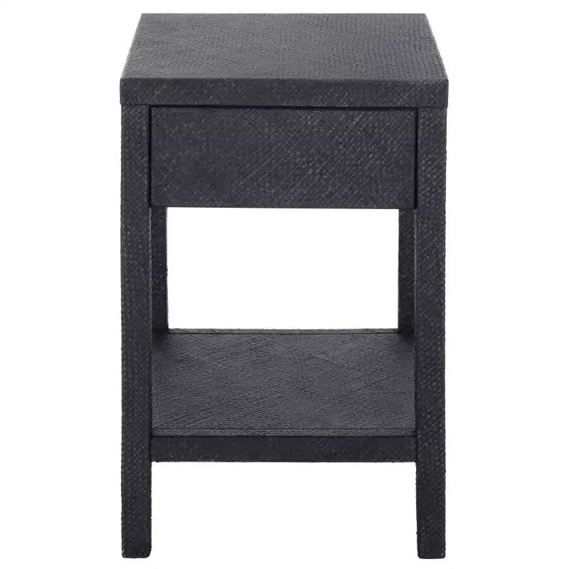 Table d'appoint en jacinthe d'eau à 1 tiroir et 1 étagère, finition naturelle, capacité de 7,68 kg