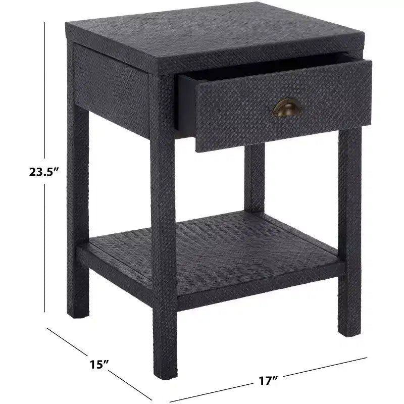 Table d'appoint en jacinthe d'eau à 1 tiroir et 1 étagère, finition naturelle, capacité de 7,68 kg
