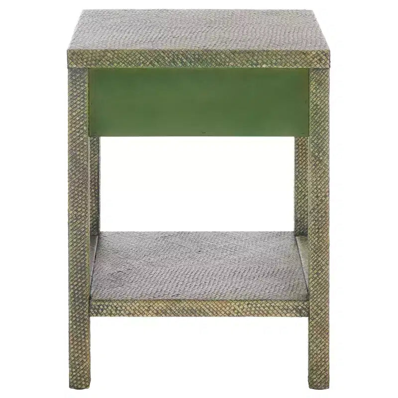 Table d'appoint en jacinthe d'eau à 1 tiroir et 1 étagère, finition naturelle, capacité de 7,68 kg