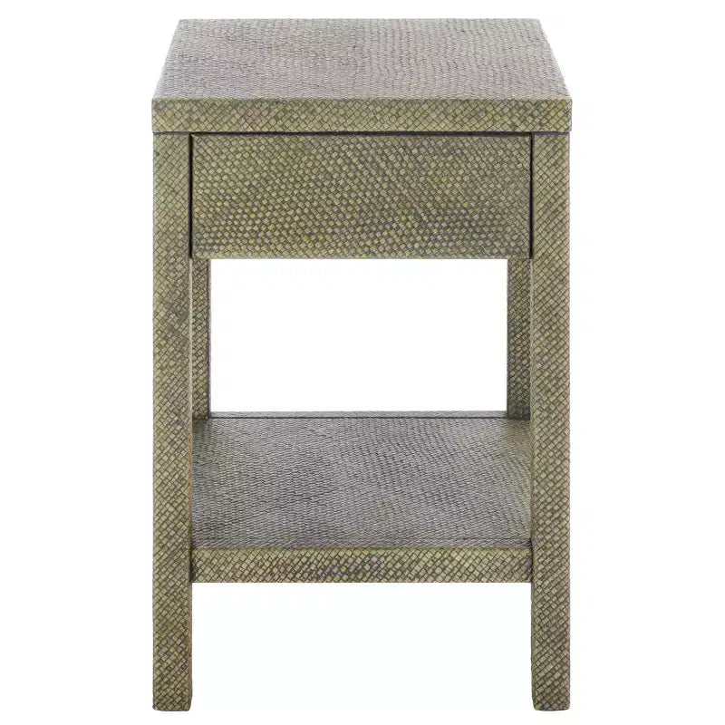Table d'appoint en jacinthe d'eau à 1 tiroir et 1 étagère, finition naturelle, capacité de 7,68 kg