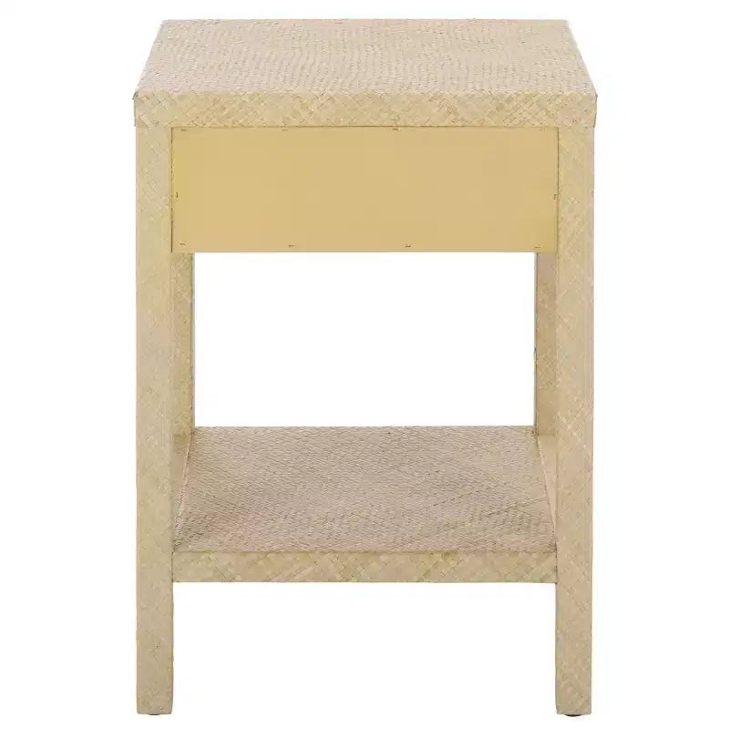 Table d'appoint en jacinthe d'eau à 1 tiroir et 1 étagère, finition naturelle, capacité de 7,68 kg