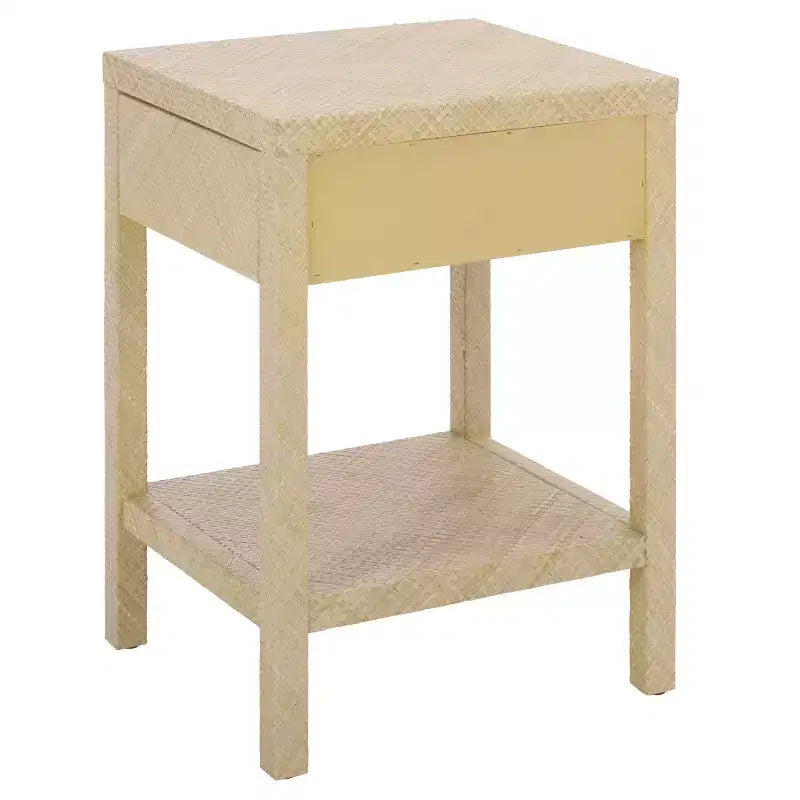 Table d'appoint en jacinthe d'eau à 1 tiroir et 1 étagère, finition naturelle, capacité de 7,68 kg