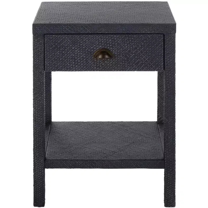 Table d'appoint en jacinthe d'eau à 1 tiroir et 1 étagère, finition naturelle, capacité de 7,68 kg