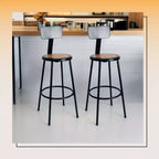 Tabouret de bar en acier de 76 cm avec dossier et repose-pieds soudé, noir, acier de calibre 18, garantie de 5 ans