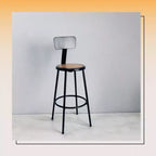 Tabouret de bar en acier de 76 cm avec dossier et repose-pieds soudé, noir, acier de calibre 18, garantie de 5 ans