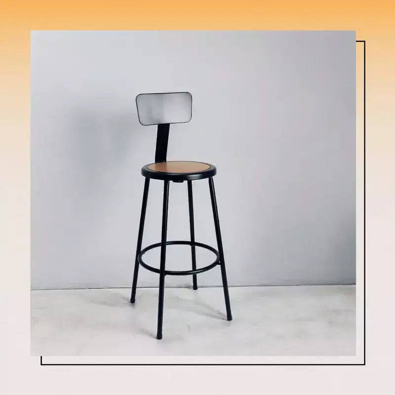 Tabouret de bar en acier de 76 cm avec dossier et repose-pieds soudé, noir, acier de calibre 18, garantie de 5 ans