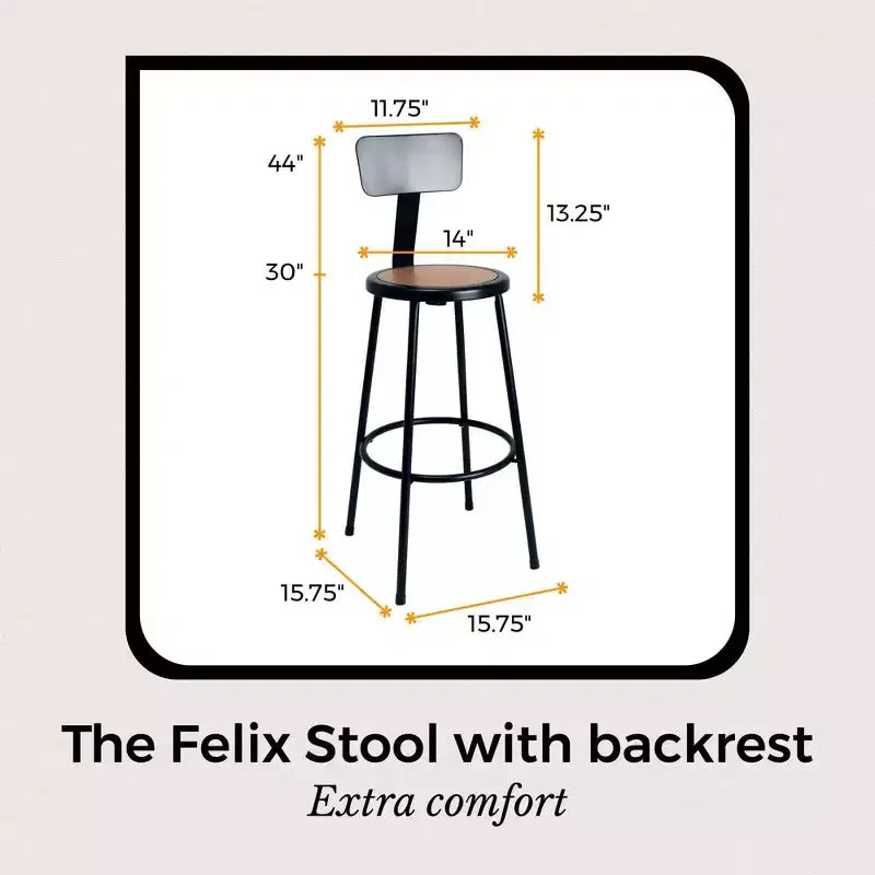 Tabouret de bar en acier de 76 cm avec dossier et repose-pieds soudé, noir, acier de calibre 18, garantie de 5 ans