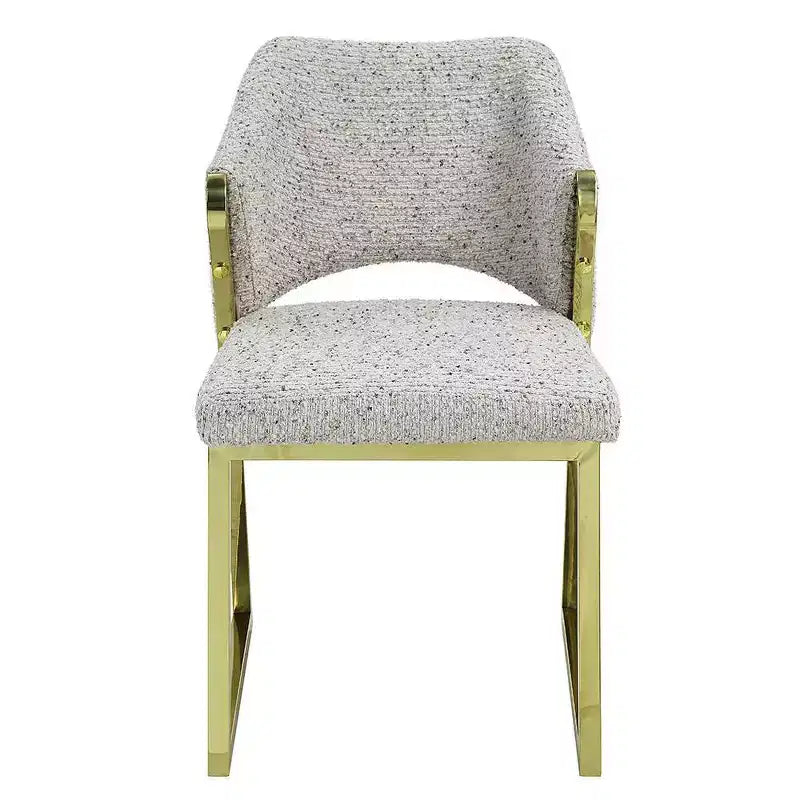 Chaise de salle à manger de luxe en imitation peau de mouton Teddy avec pieds en acier inoxydable doré effet miroir