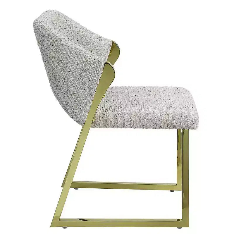 Chaise de salle à manger de luxe en imitation peau de mouton Teddy avec pieds en acier inoxydable doré effet miroir