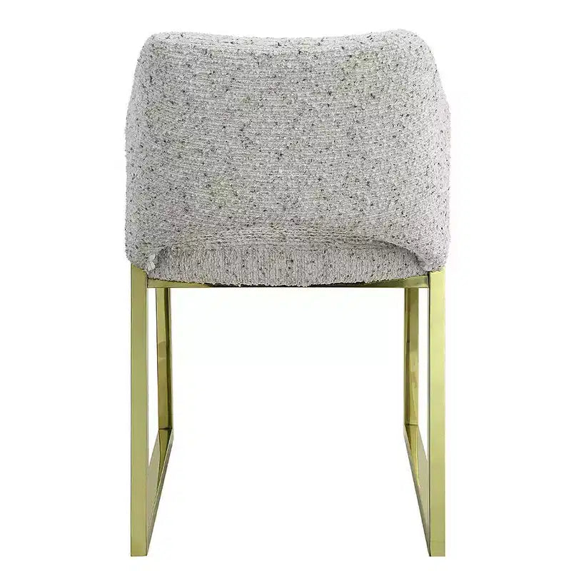 Chaise de salle à manger de luxe en imitation peau de mouton Teddy avec pieds en acier inoxydable doré effet miroir