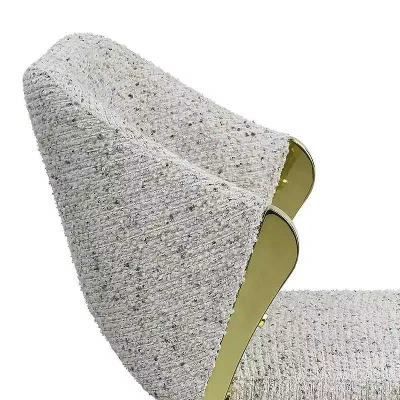 Chaise de salle à manger de luxe en imitation peau de mouton Teddy avec pieds en acier inoxydable doré effet miroir