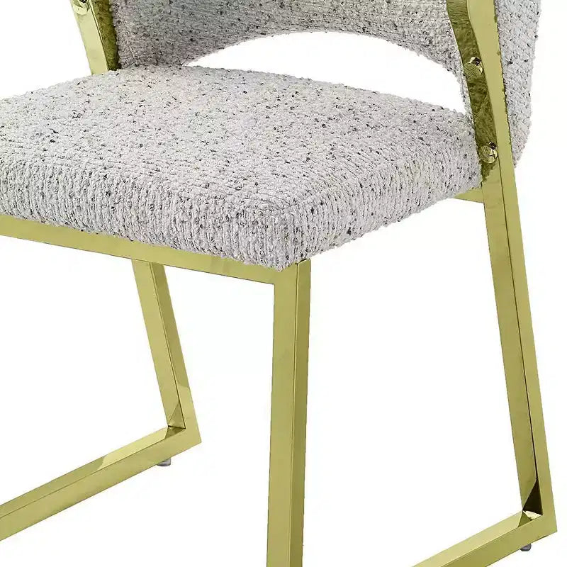 Chaise de salle à manger de luxe en imitation peau de mouton Teddy avec pieds en acier inoxydable doré effet miroir