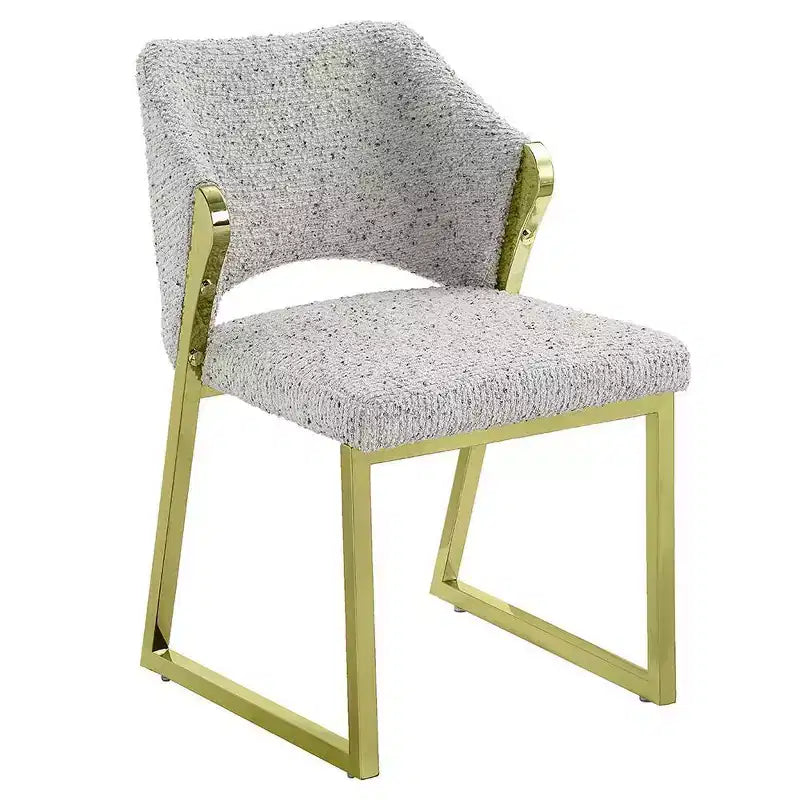 Chaise de salle à manger de luxe en imitation peau de mouton Teddy avec pieds en acier inoxydable doré effet miroir
