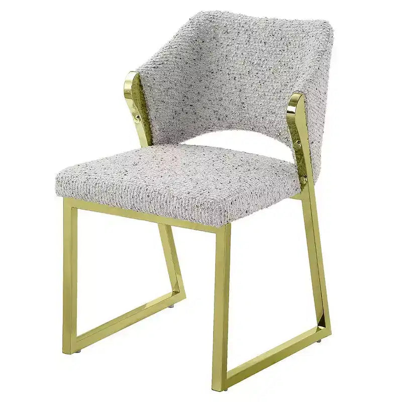 Chaise de salle à manger de luxe en imitation peau de mouton Teddy avec pieds en acier inoxydable doré effet miroir