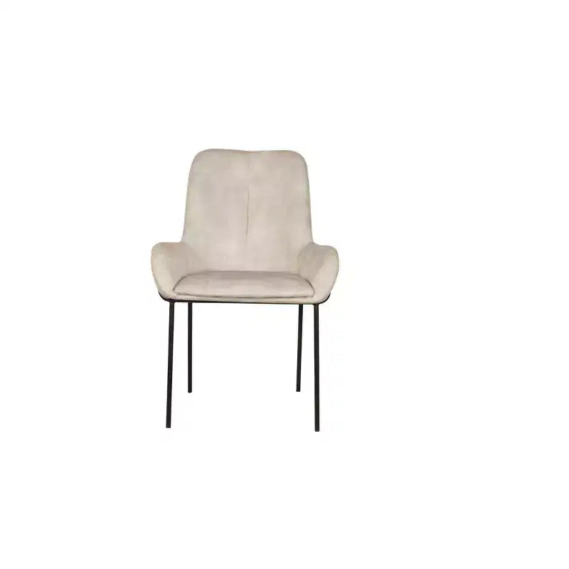 Chaise de salle à manger capitonnée contemporaine avec accoudoirs incurvés et structure en métal thermolaqué, Beige
