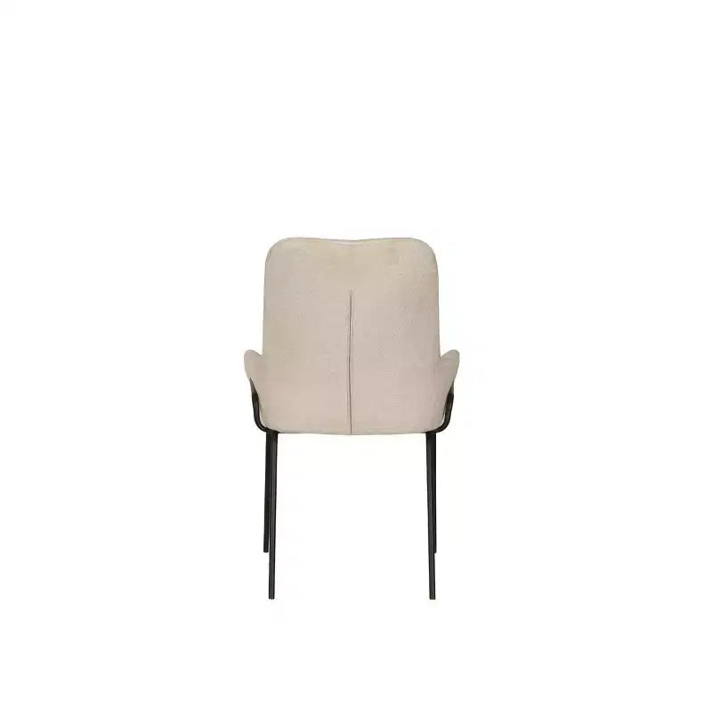 Chaise de salle à manger capitonnée contemporaine avec accoudoirs incurvés et structure en métal thermolaqué, Beige