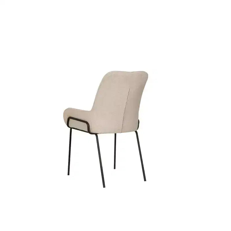 Chaise de salle à manger capitonnée contemporaine avec accoudoirs incurvés et structure en métal thermolaqué, Beige