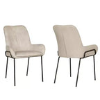 Chaise de salle à manger capitonnée contemporaine avec accoudoirs incurvés et structure en métal thermolaqué, Beige
