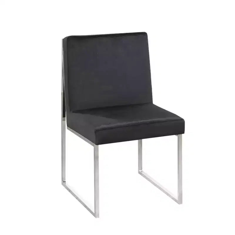 Lot de 2 chaises de salle à manger modernes rembourrées avec cadre chromé, noires