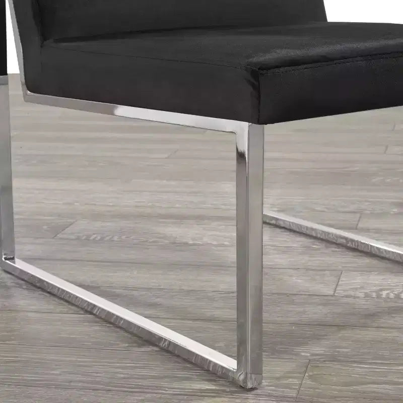 Lot de 2 chaises de salle à manger modernes rembourrées avec cadre chromé, noires