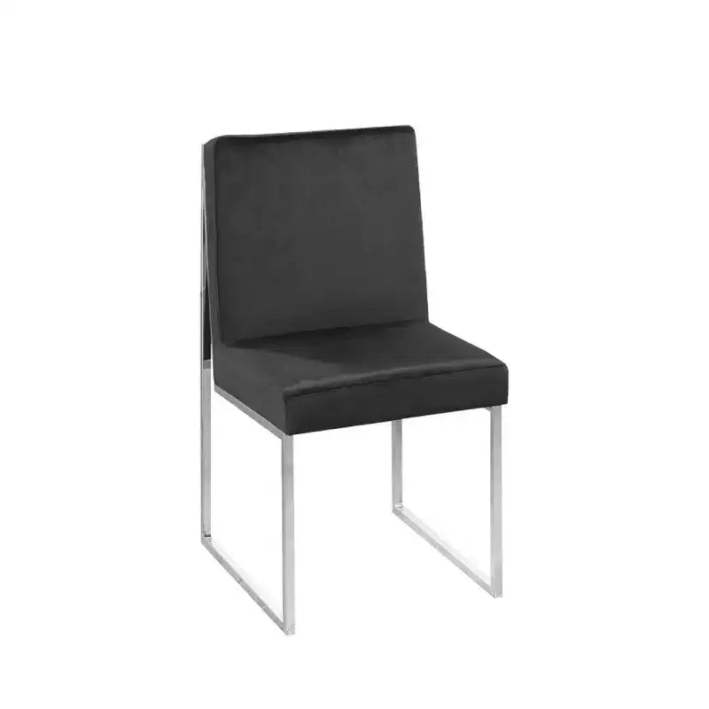 Lot de 2 chaises de salle à manger modernes rembourrées avec cadre chromé, noires