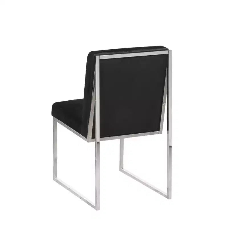 Lot de 2 chaises de salle à manger modernes rembourrées avec cadre chromé, noires