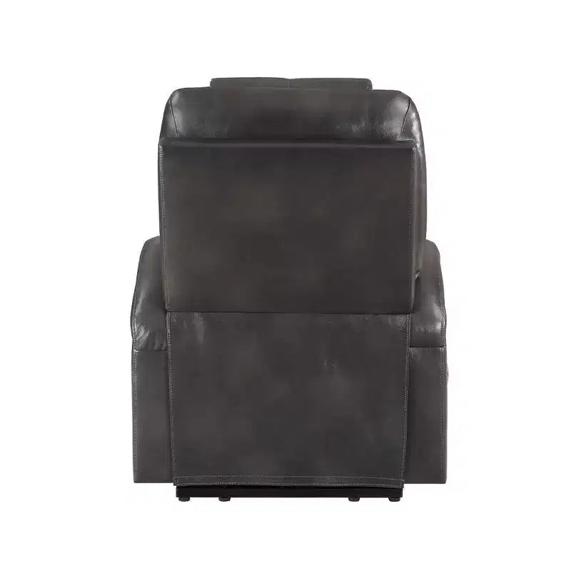 Canapé inclinable et élévateur avec porte-gobelets, Cuir Air couleur canon de fusil, Support ressorts ensachés
