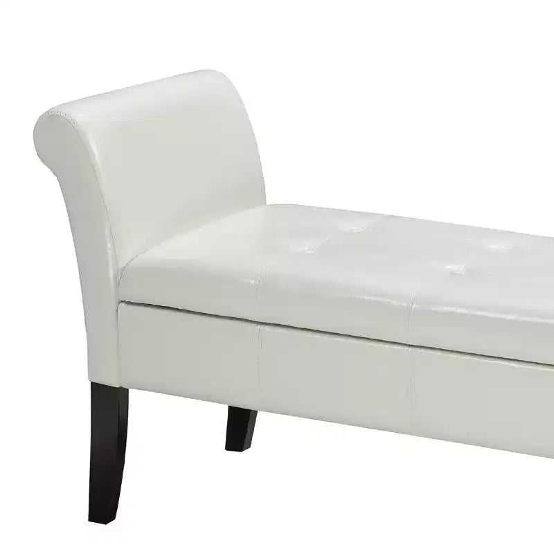 Banc de rangement d'appoint capitonné avec accoudoirs roulés et pieds évasés, vinyle expresso