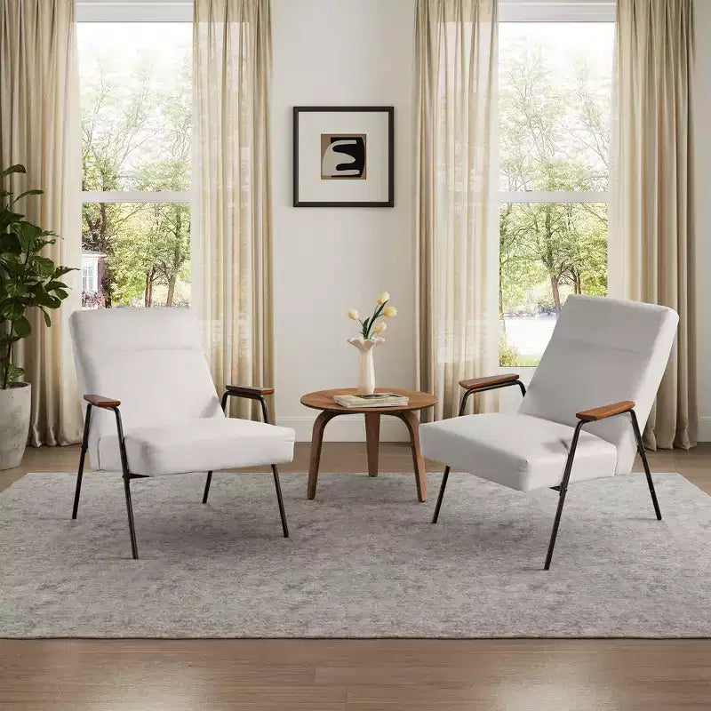 Fauteuil rembourré avec accoudoirs, inclinaison à 120° et coussin en mousse haute densité, flanelle blanche