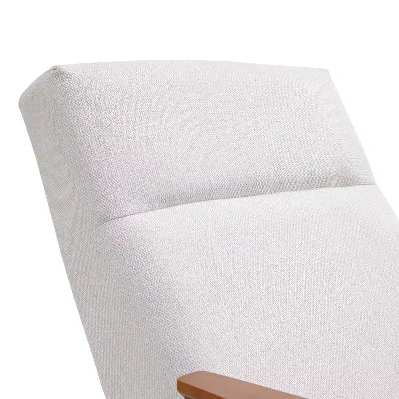 Fauteuil rembourré avec accoudoirs, inclinaison à 120° et coussin en mousse haute densité, flanelle blanche