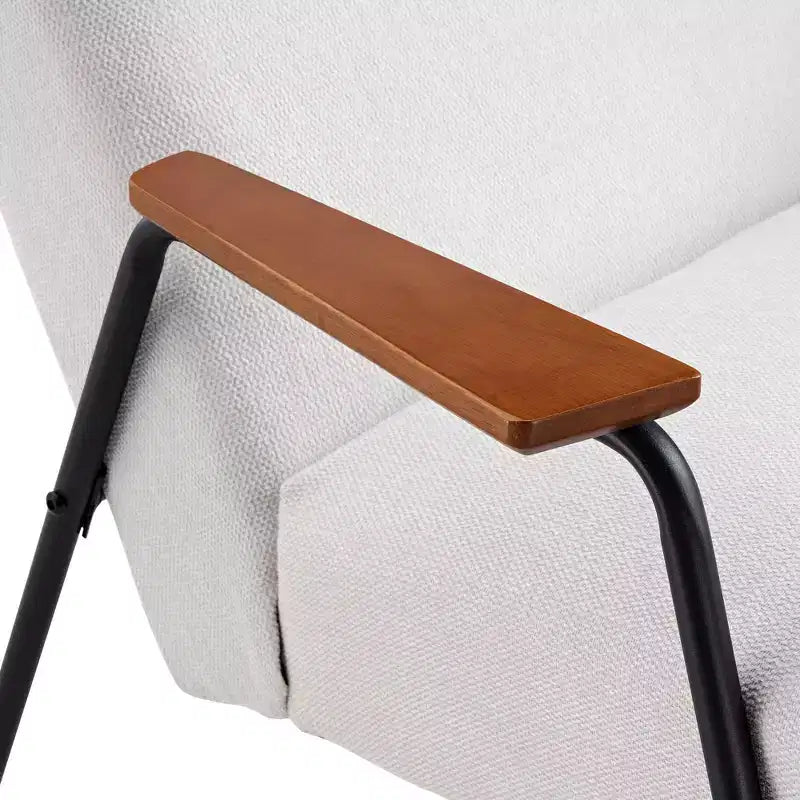 Fauteuil rembourré avec accoudoirs, inclinaison à 120° et coussin en mousse haute densité, flanelle blanche
