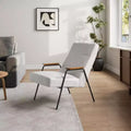 Fauteuil rembourré avec accoudoirs, inclinaison à 120° et coussin en mousse haute densité, flanelle blanche