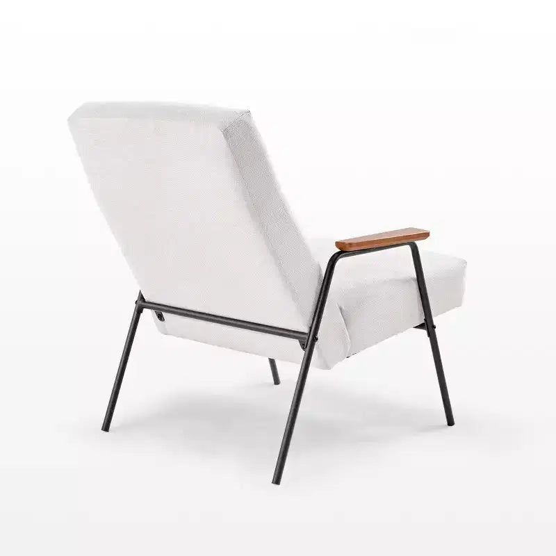 Fauteuil rembourré avec accoudoirs, inclinaison à 120° et coussin en mousse haute densité, flanelle blanche