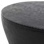 Table basse ronde en aluminium de style marocain avec texture organique, finition noire