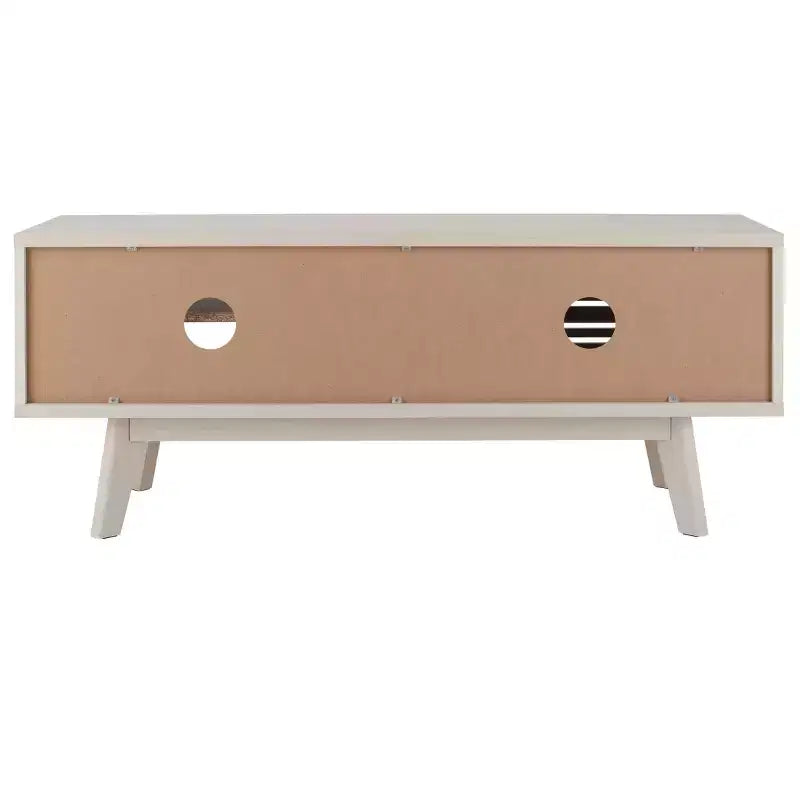Meuble TV 1 porte 2 étagères avec étagères réglables et gestion des câbles, Noyer, Compatible TV jusqu'à 50"