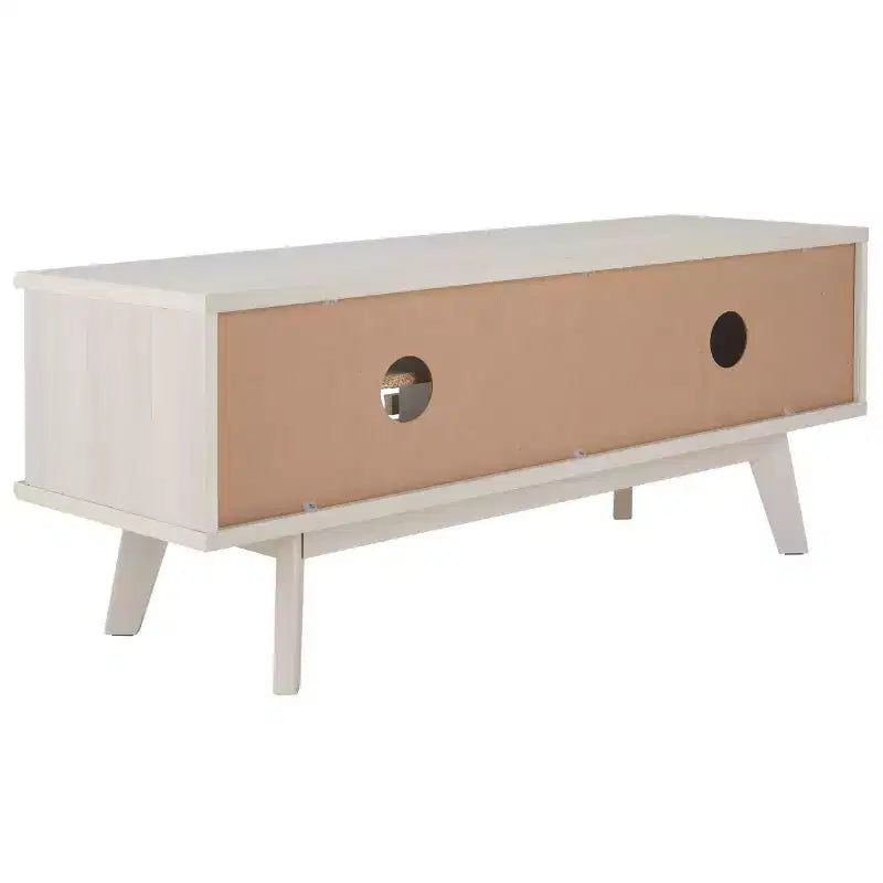 Meuble TV 1 porte 2 étagères avec étagères réglables et gestion des câbles, Noyer, Compatible TV jusqu'à 50"