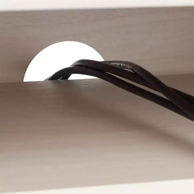 Meuble TV 1 porte 2 étagères avec étagères réglables et gestion des câbles, Noyer, Compatible TV jusqu'à 50"