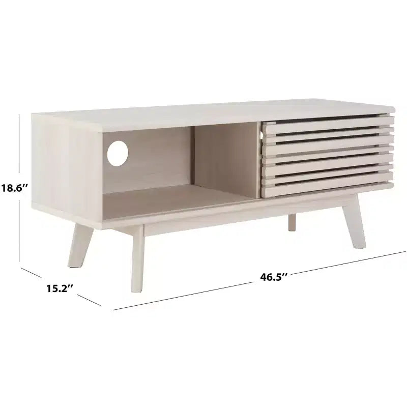 Meuble TV 1 porte 2 étagères avec étagères réglables et gestion des câbles, Noyer, Compatible TV jusqu'à 50"