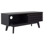 Meuble TV 1 porte 2 étagères avec étagères réglables et gestion des câbles, Noyer, Compatible TV jusqu'à 50"