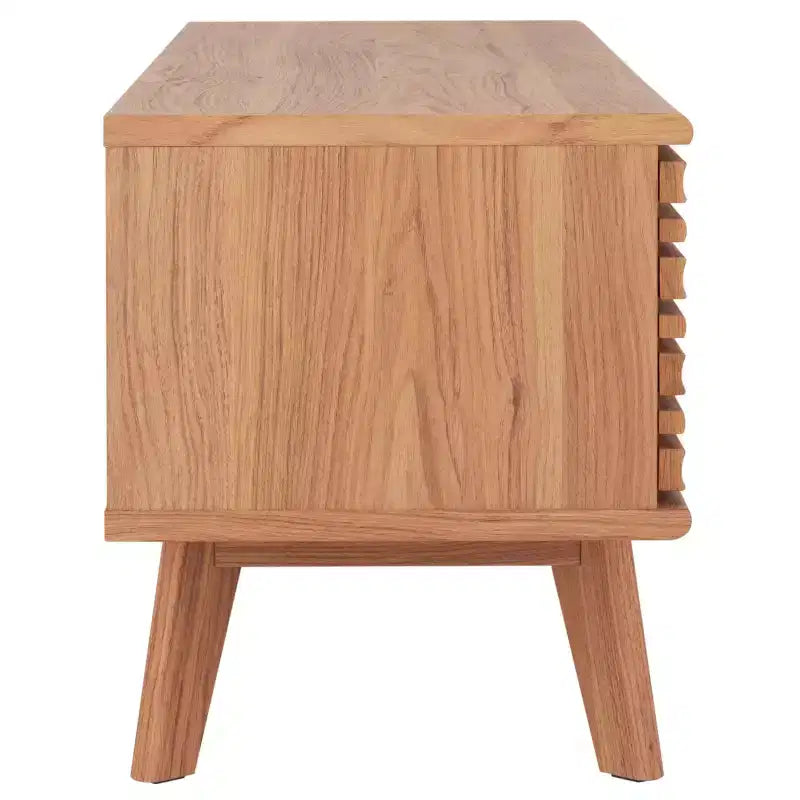 Meuble TV 1 porte 2 étagères avec étagères réglables et gestion des câbles, Noyer, Compatible TV jusqu'à 50"
