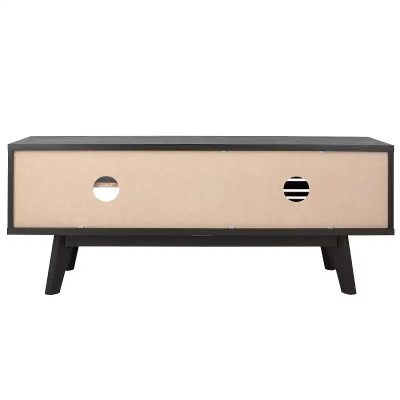 Meuble TV 1 porte 2 étagères avec étagères réglables et gestion des câbles, Noyer, Compatible TV jusqu'à 50"