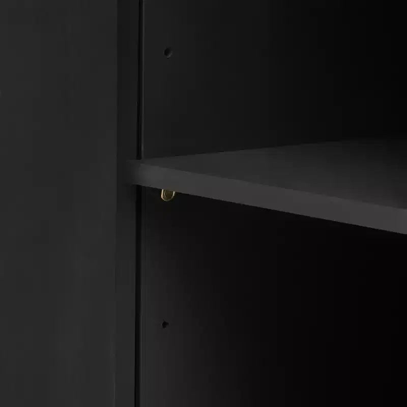 Buffet à rayures verticales de 160 cm avec étagères réglables et poignées en métal, meuble de rangement