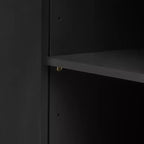 Buffet à rayures verticales de 160 cm avec étagères réglables et poignées en métal, meuble de rangement