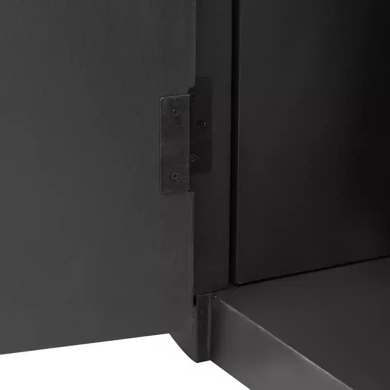 Buffet à rayures verticales de 160 cm avec étagères réglables et poignées en métal, meuble de rangement
