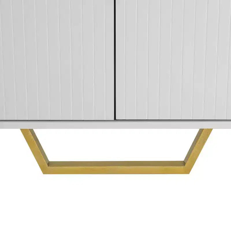 Buffet moderne de 60" avec 4 portes, pieds en métal et étagères réglables, noir et doré