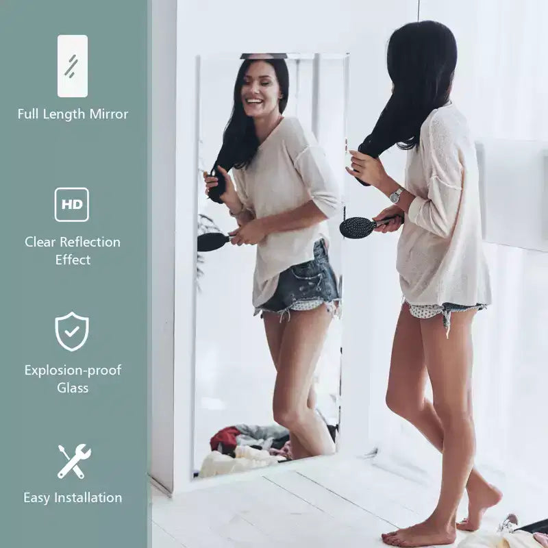 Miroir mural sans cadre 43x15", pleine longueur, montage vertical ou horizontal, antidéflagrant