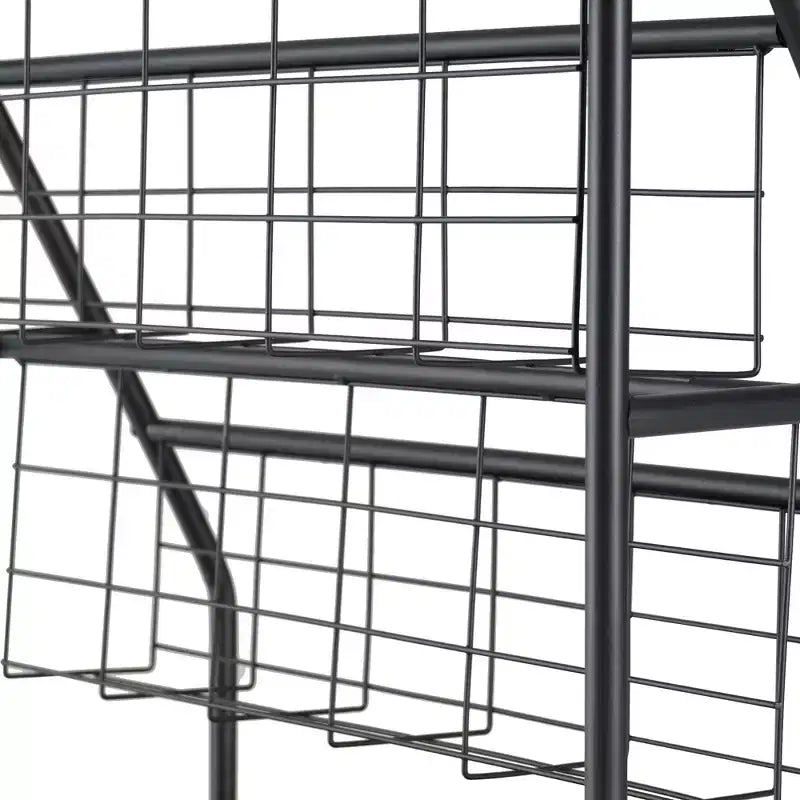 Étagère et porte-revues autoportants à 2 niveaux en métal pour petits espaces