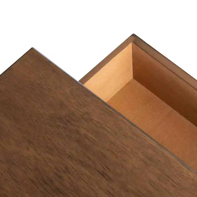 Table d'appoint avec 1 tiroir, motif à chevrons et étagère ouverte, blanc vieilli