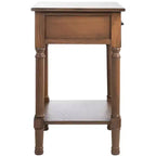 Table d'appoint avec 1 tiroir, motif à chevrons et étagère ouverte, blanc vieilli